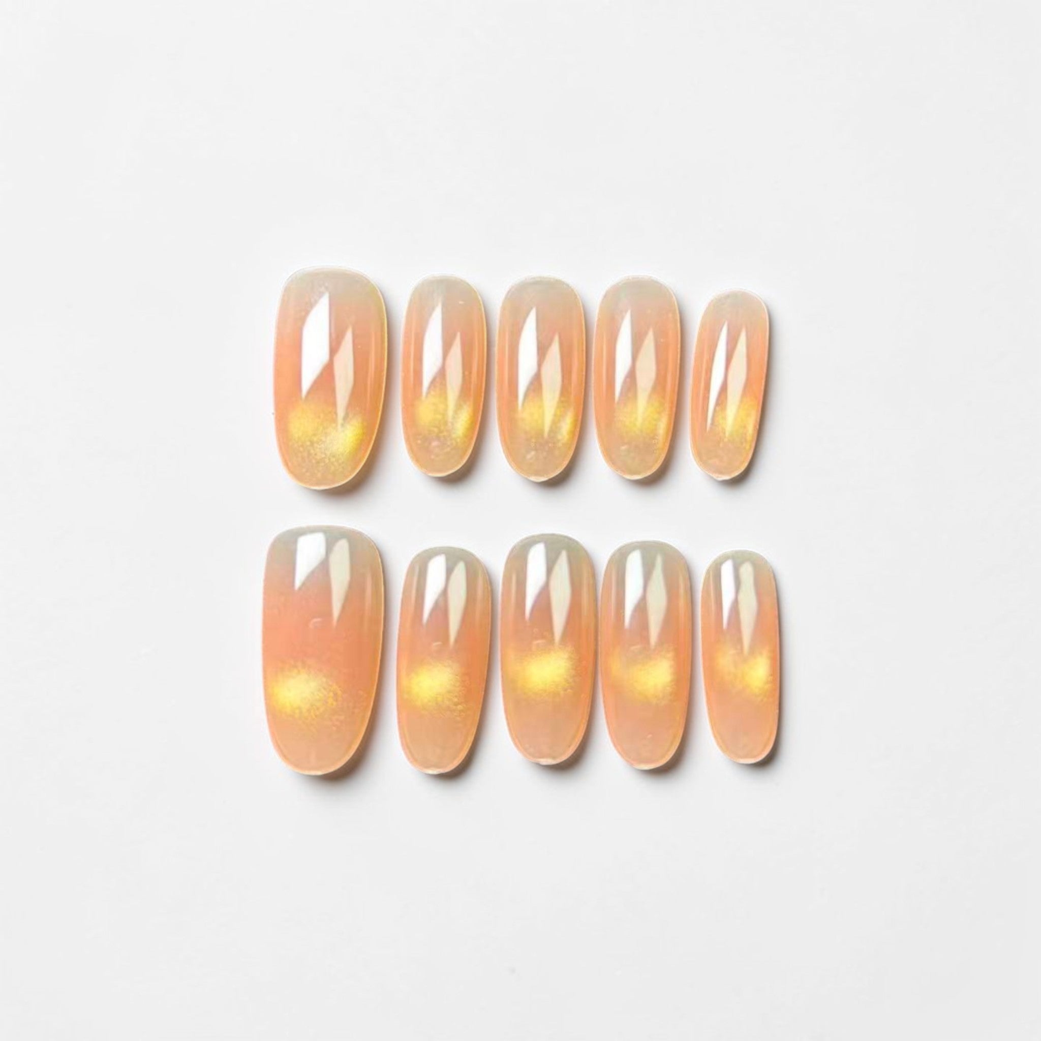 Peach Glow Cat Eye Press On Nails