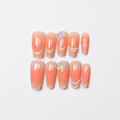 Peach Butterfly Press On Nails