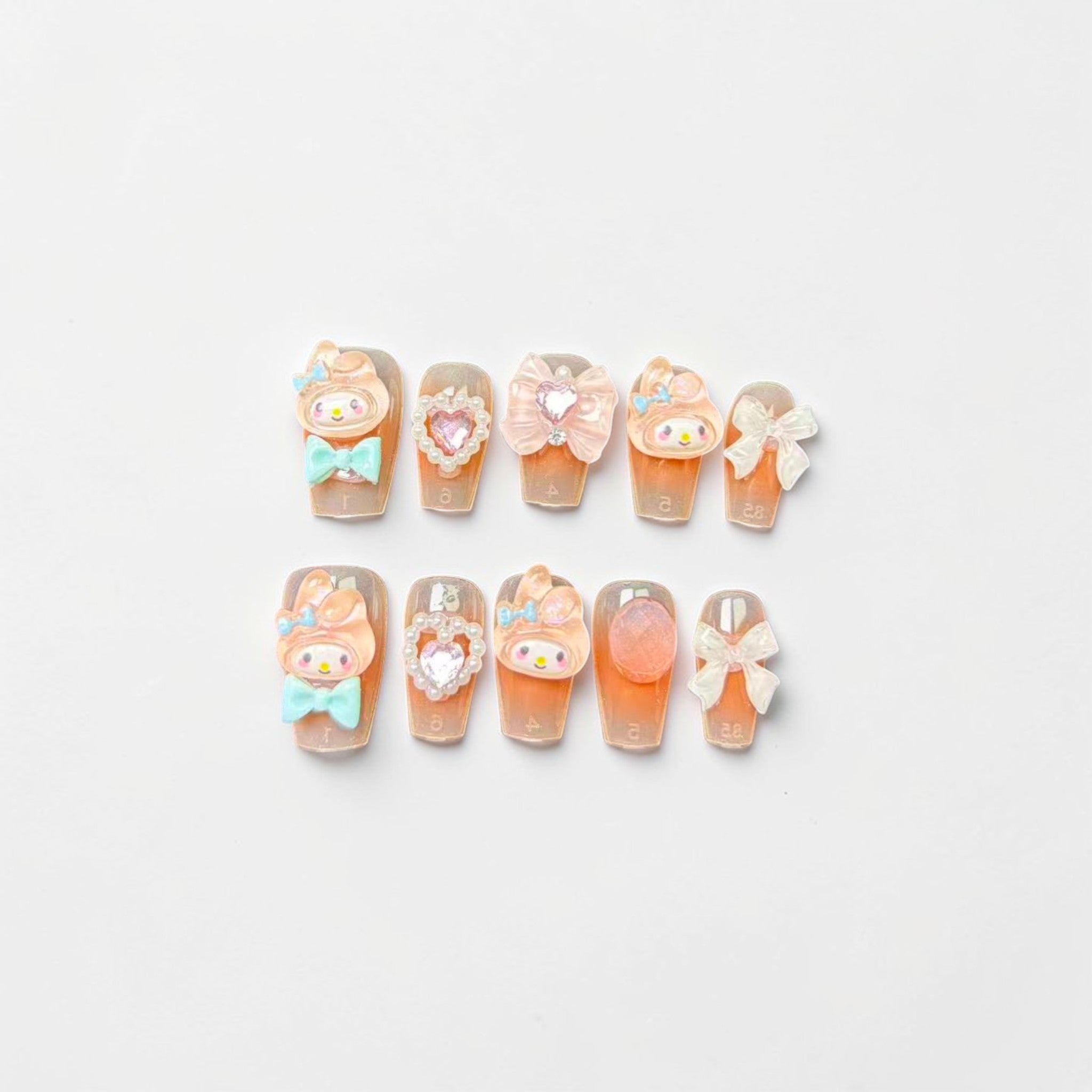 Kawaii Melody Inspired Bow Press On Nails