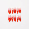 Red Glitter Ombre Press On Nails with Gem Accents