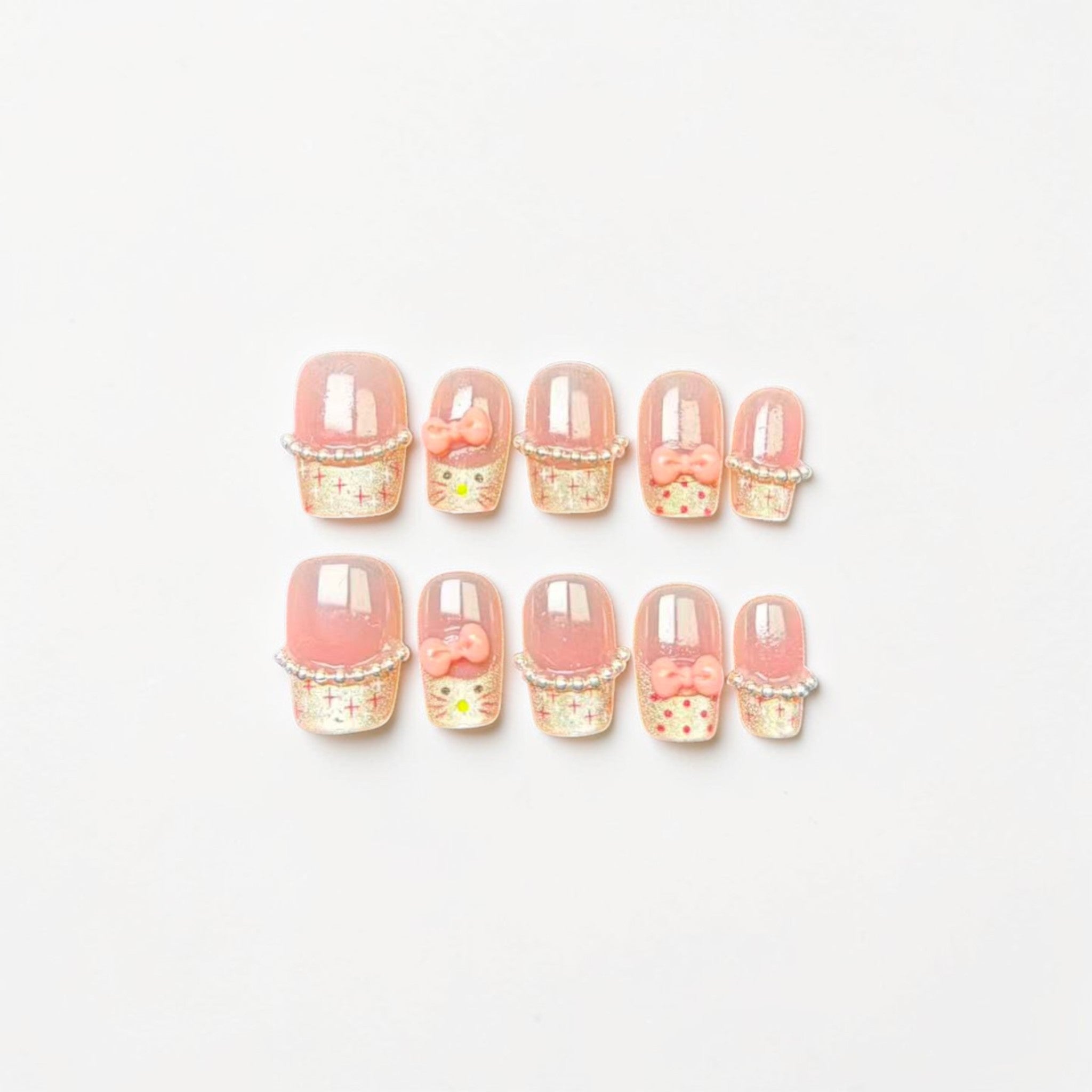 Hello Kitty Inspired Pink Bow Press On Nails