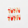 Red Bow Heart Press On Nails