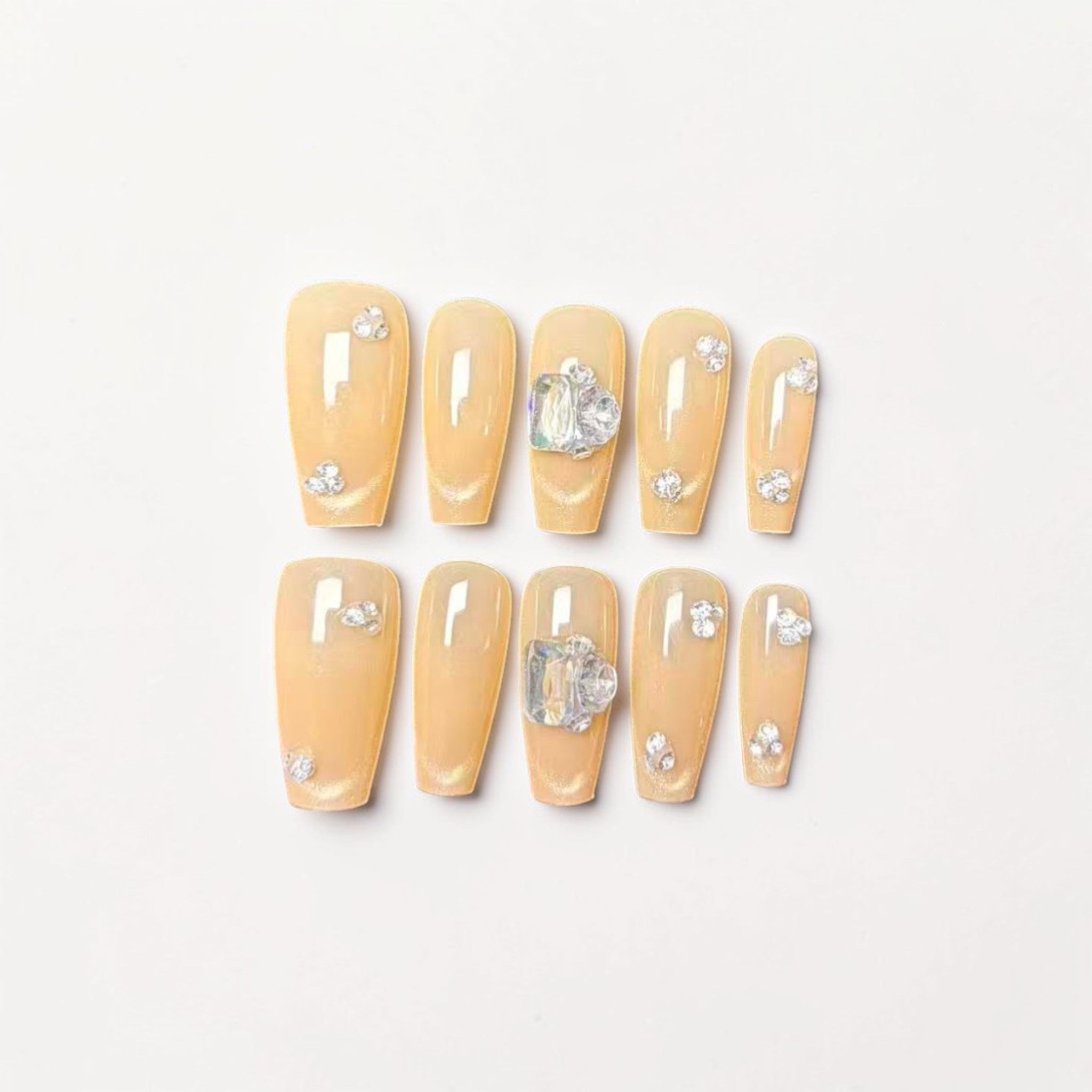 Champagne Crystal Press On Nails