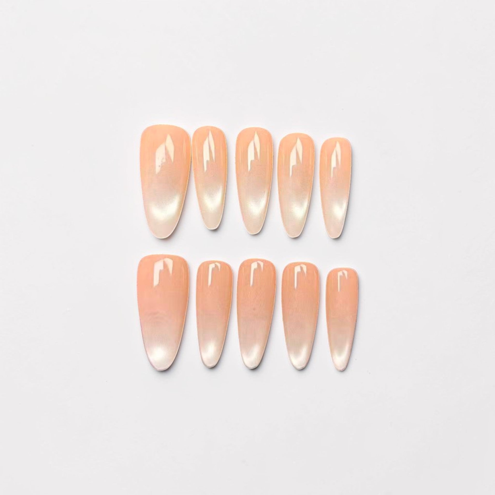 Peach Pearl Shimmer Press On Nails
