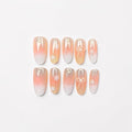 Peach Winter Bow Press On Nails