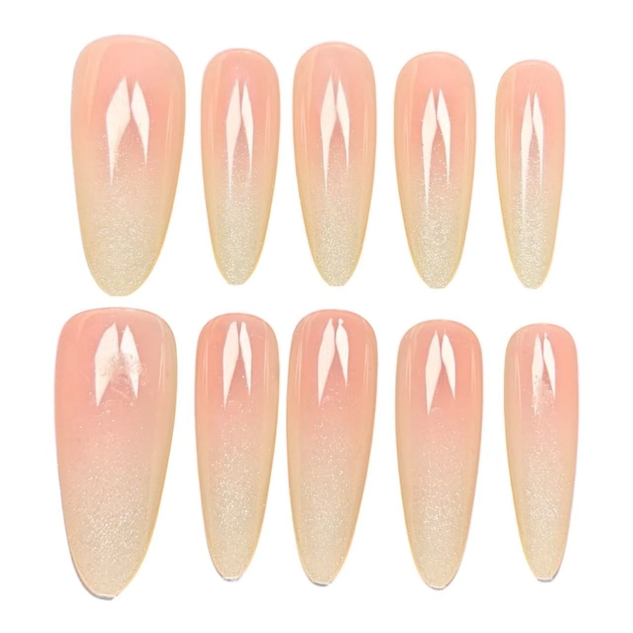 Peach Champagne Cat Eye Press On Nails