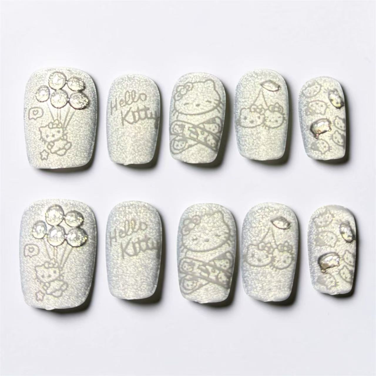 Black Kitty Sketch Press On Nails