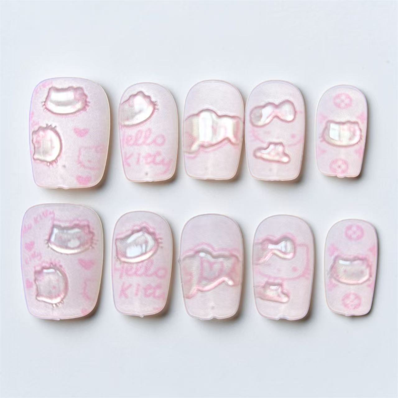 Pink Kitty Inspired Press On Nails