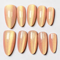 Peach Gold Cat Eye Press On Nails