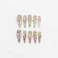 Luxury Pink Gold Rhinestone Press On Nails