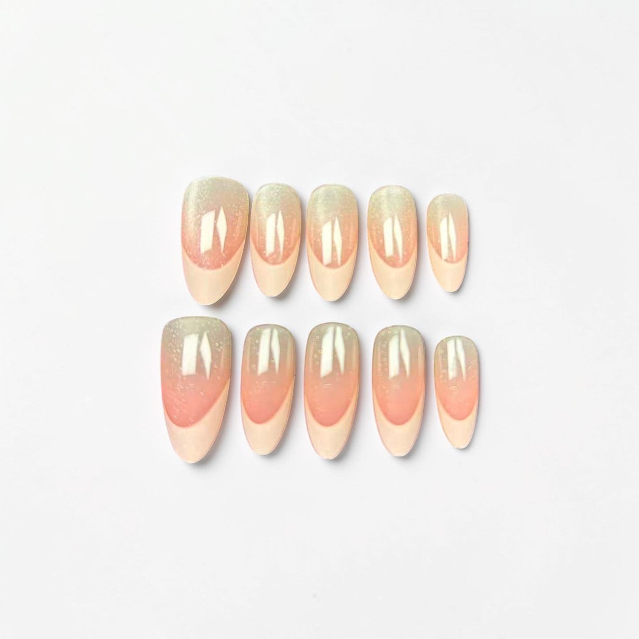 Glossy Peach French Tip Press On Nails