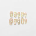 Hand-Painted Flower Cat Eye Nails