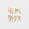 Glossy Pearl Nude Butterfly Cat Eye Press On Nails