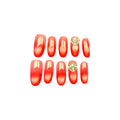 Red Ombre Press On Nails with Rhinestone Accent