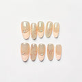 Glossy Heart Nude Bow French Press On Nails