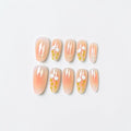Peach Floral Press On Nails